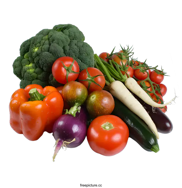 [Transparent Background PNG]Fresh Vegetables Collection On White Background
