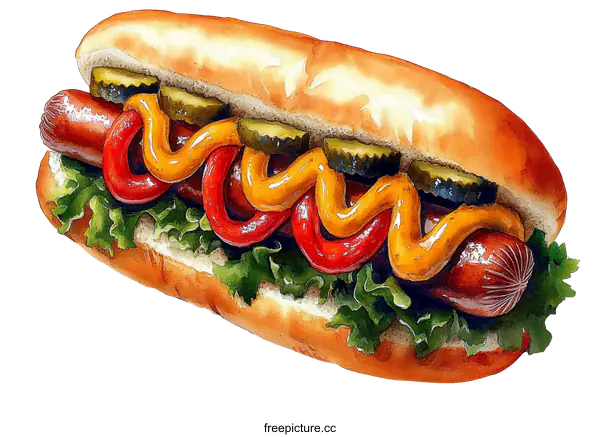 [Transparent Background PNG]Delicious Watercolor Hot Dog Illustration