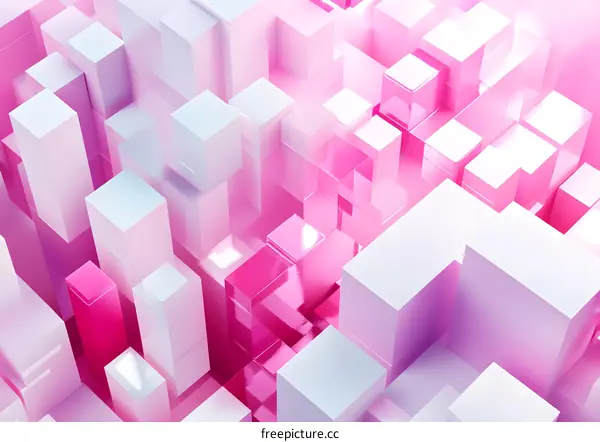 Abstract Pink and White 3D Geometric Shapes Background