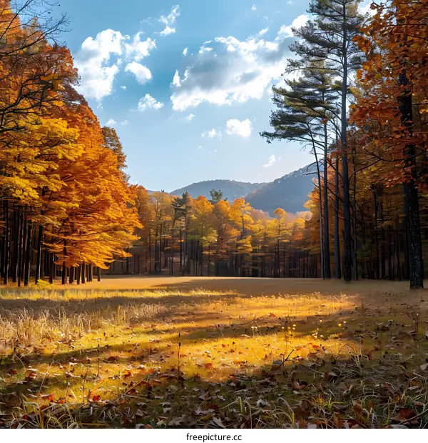 Golden Autumn Forest Landscape