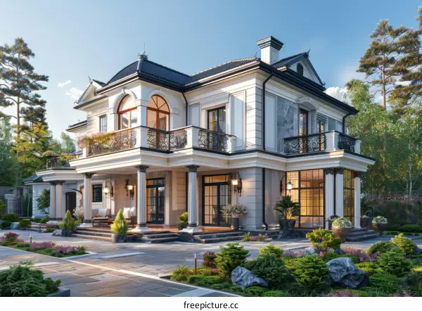 Elegant European Style Mansion Exterior Design