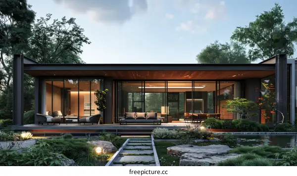 Courtyard House with Serene Japanese Aesthetic