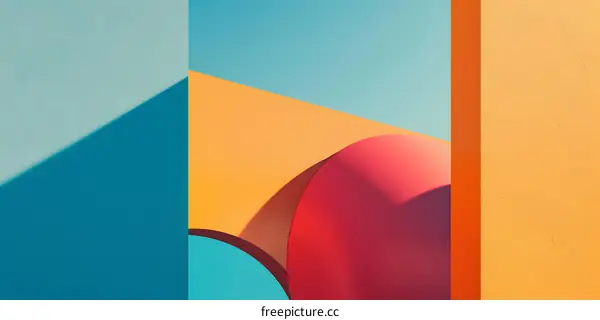 Abstract Shapes and Colors on a Blue Background