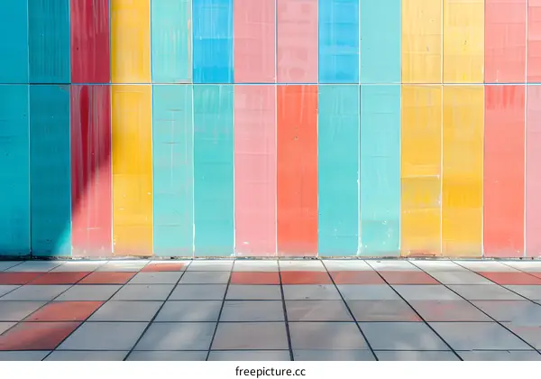 Colorful Wall with Sidewalk in Front