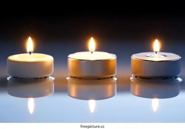 Three Tea Light Candles in a Row