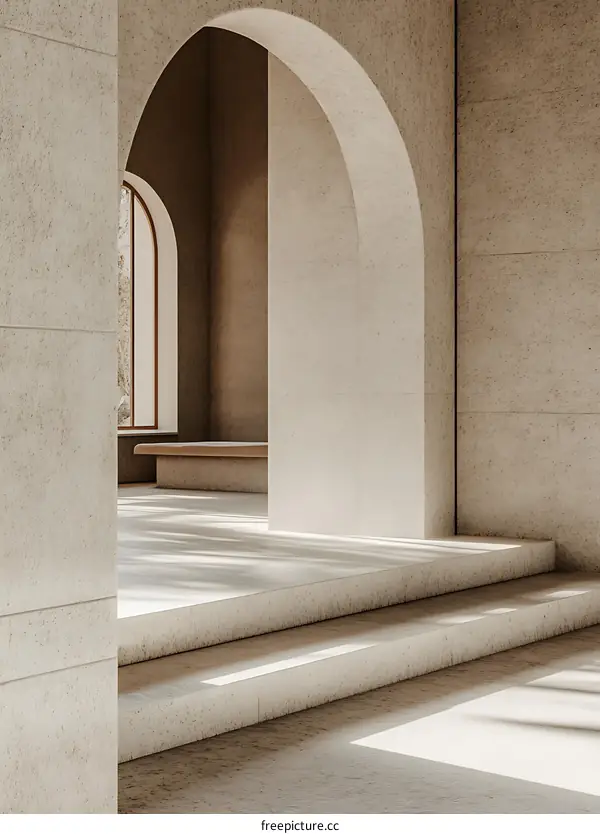 Minimalist Stone Archway with Steps