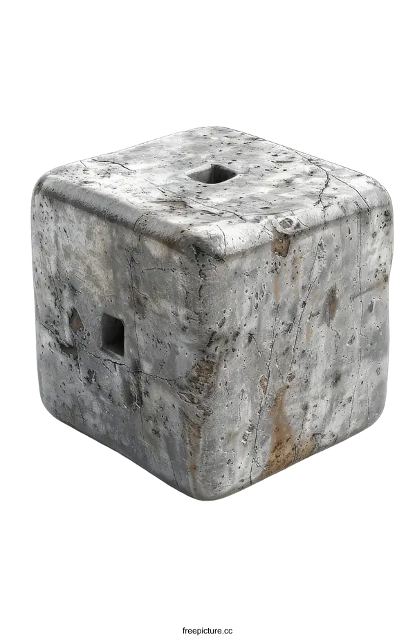 [Transparent Background PNG]Rough concrete cube