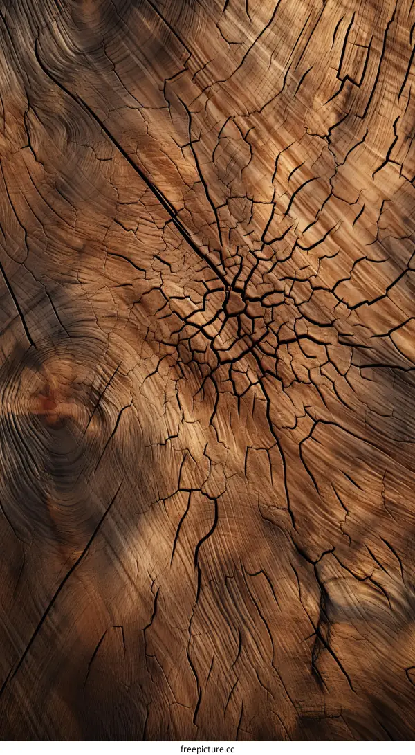 A wooden stump with a large crack in the center