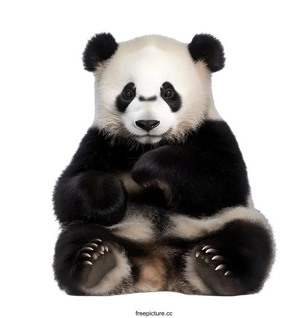 [Transparent Background PNG]Cute Panda Bear Sitting On A White Background