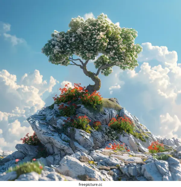 Sakura Blossoms on a Cliffside