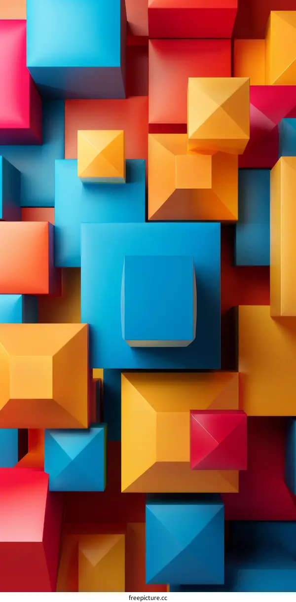 3D Multicolor Geometric Cubes Background
