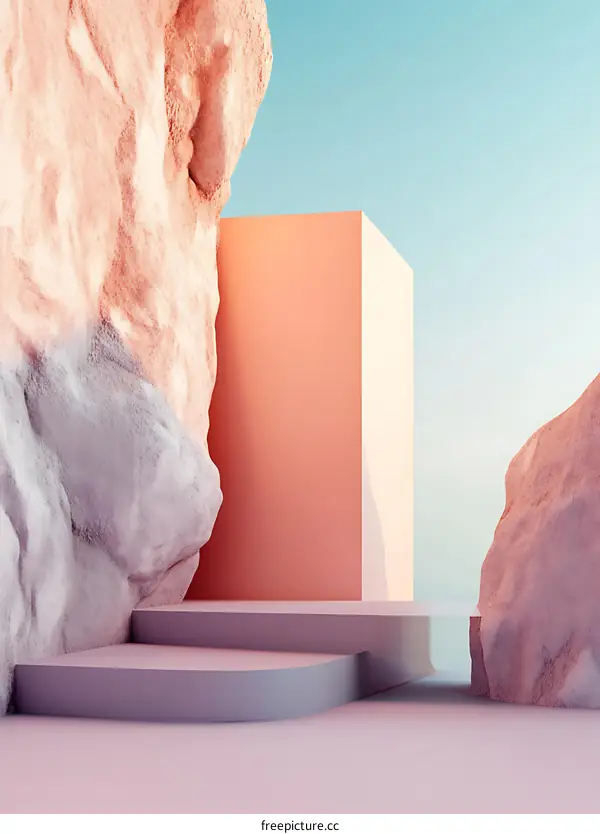 Abstract Minimalist 3D Geometric Shapes Background With Pastel Color