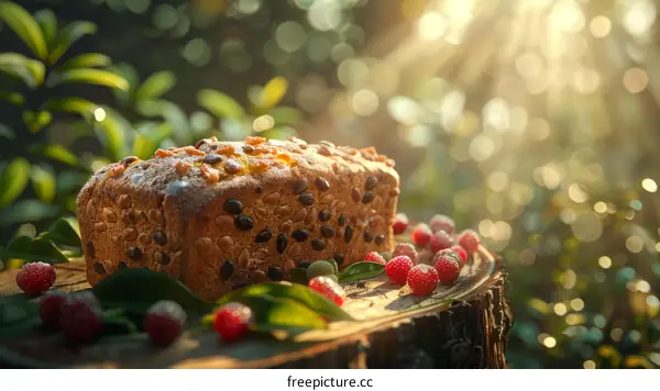 Close-up of Delicious Homemade Cake with Red Berries