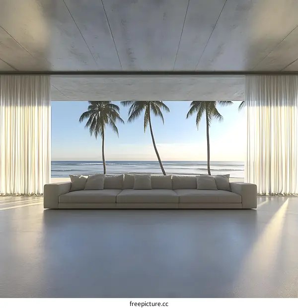 Modern Beach House Interior Design With Large Windows