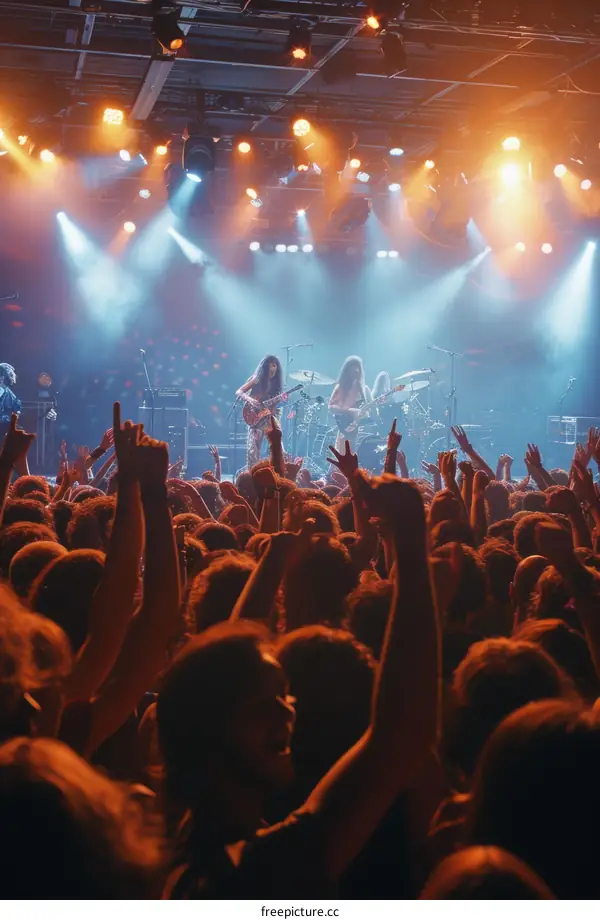 Rock concert with three people on stage