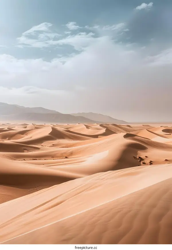 Desert Landscape with Sand Dunes and Blue Sky