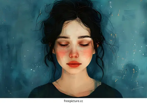 portrait of a young girl with freckles and dark hair