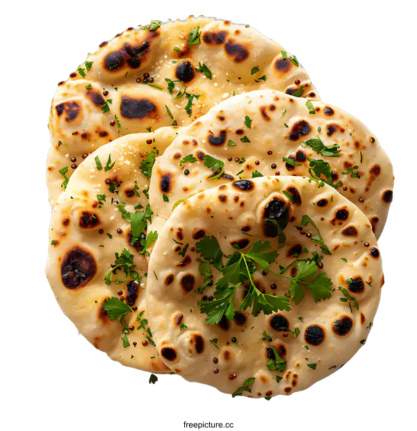 [Transparent Background PNG]Four pieces of naan bread