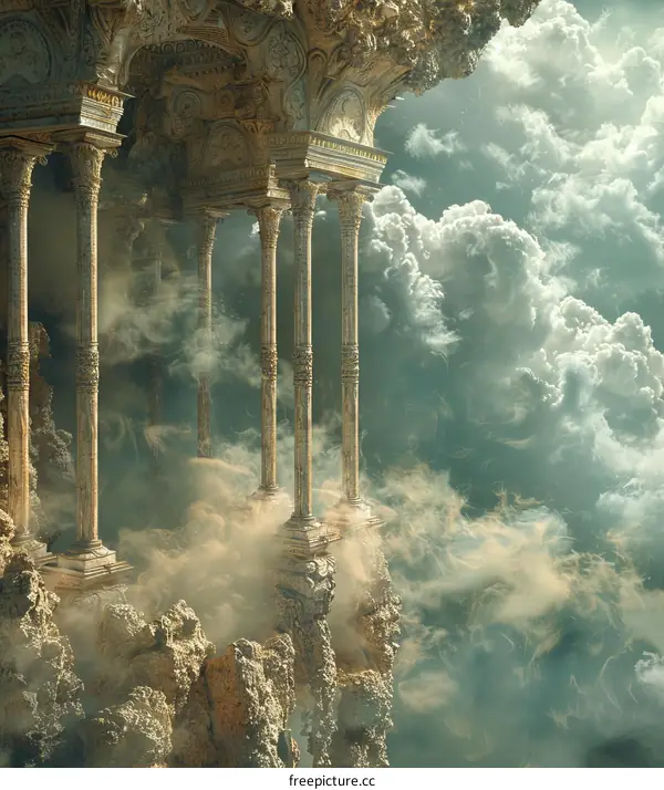 Ornate Fantasy Temple Ruins in the Sky