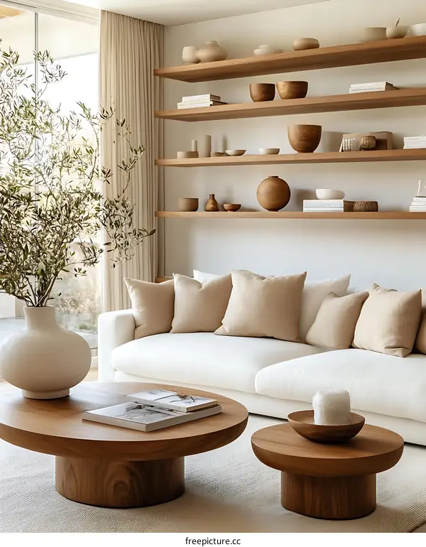 Modern Minimalist Living Room Decor with Wooden Furniture