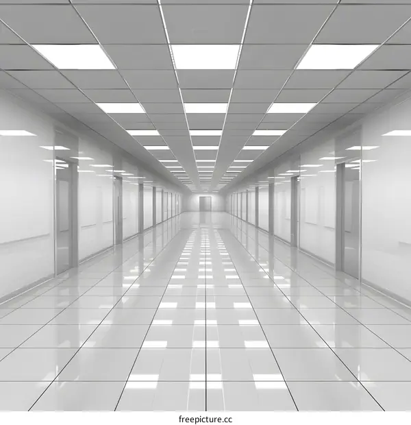 White Corridor Interior Design With Doors