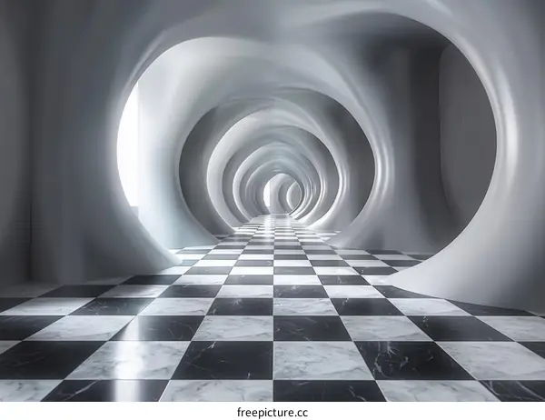 Black and white checkered floor tunnel