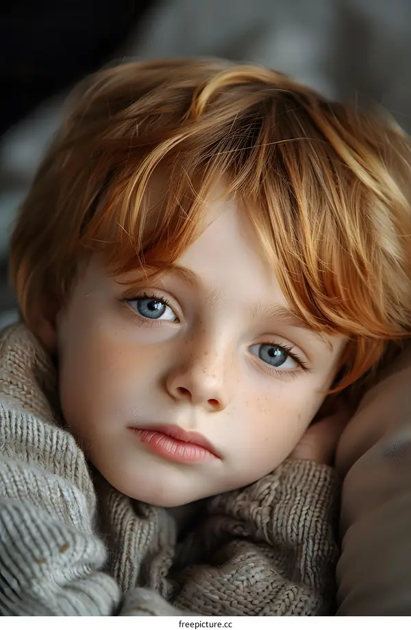Portrait of a cute redheaded boy