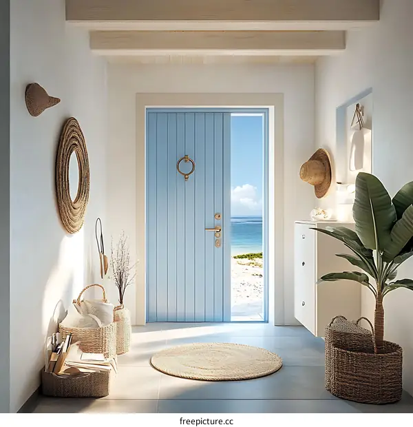 Coastal Entryway Interior Design Illustration