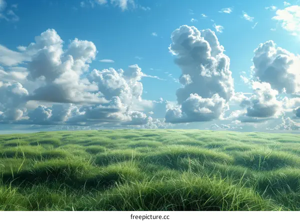 Vast Green Meadow Under a Cloudy Sky