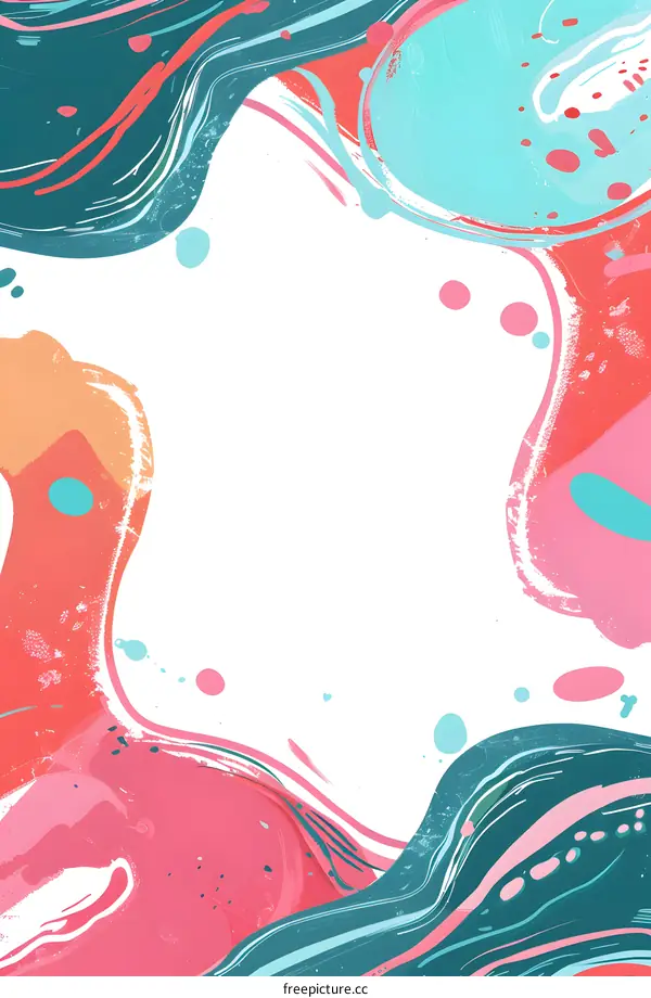Abstract Watercolor Background With Pink, Teal And Orange