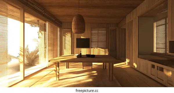 Minimalist Wooden Interior Design With Natural Light