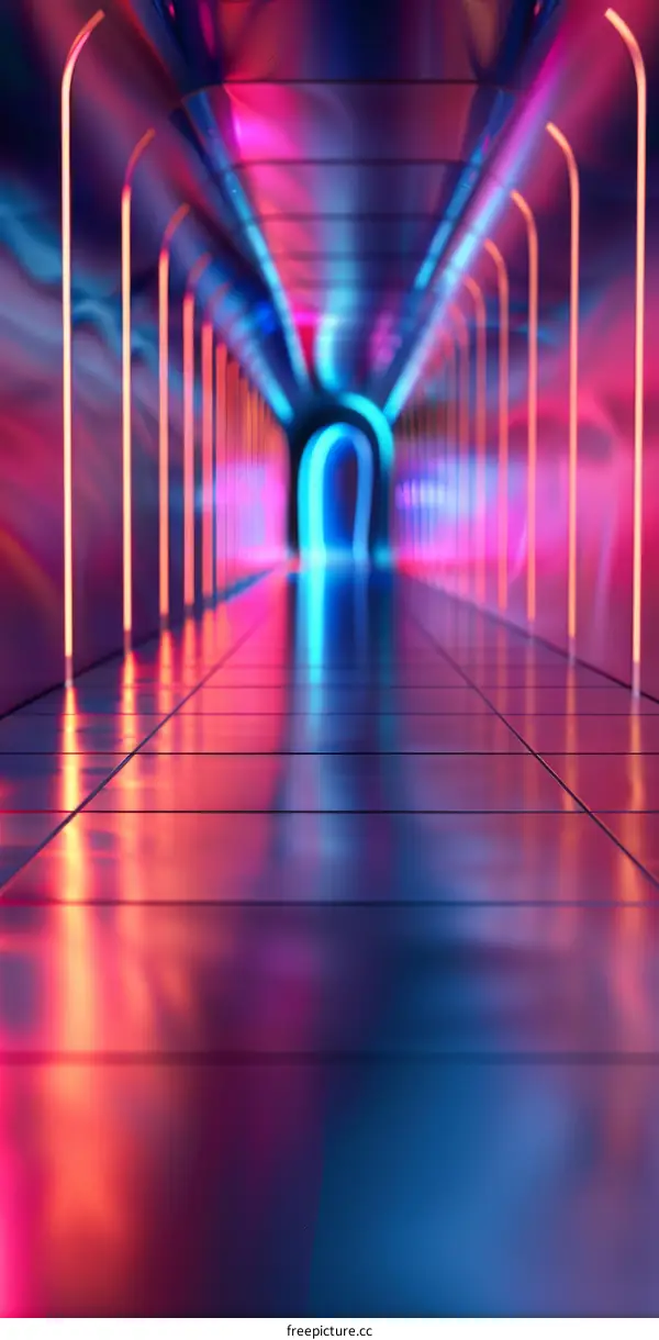 Neon Tunnel of Vivid Colors Abstract Illustration