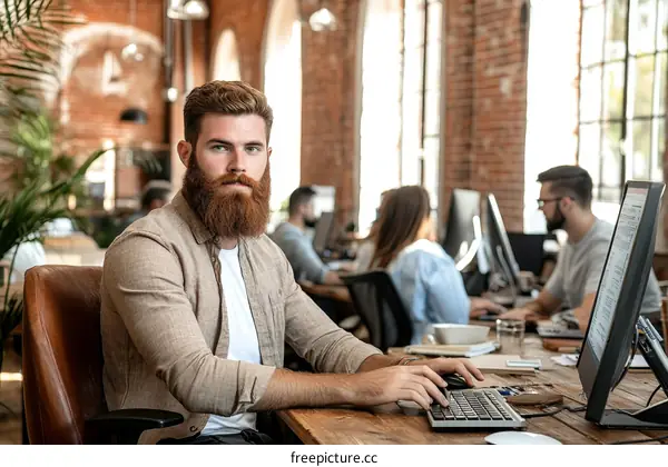 Focused Businessman in a Modern Office