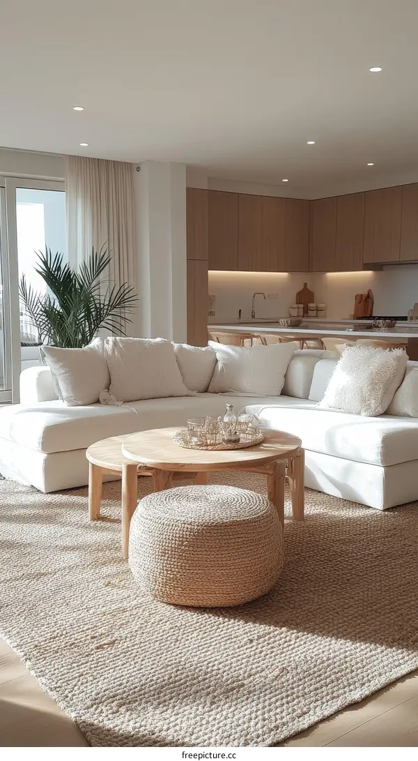 Modern Beige Living Room Interior Design