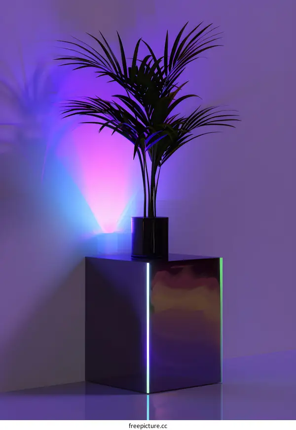 Neon Light Palm Tree Minimalist Design