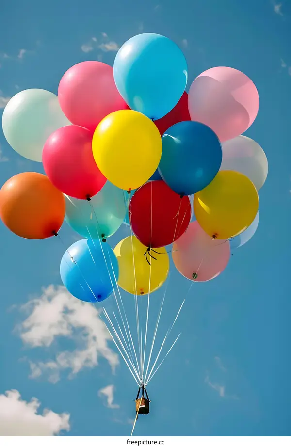 Colorful Balloons Flying High in the Blue Sky