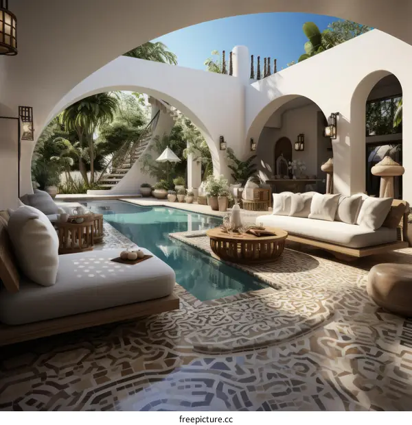 A Luxurious Moroccan Villa with Pool and Garden