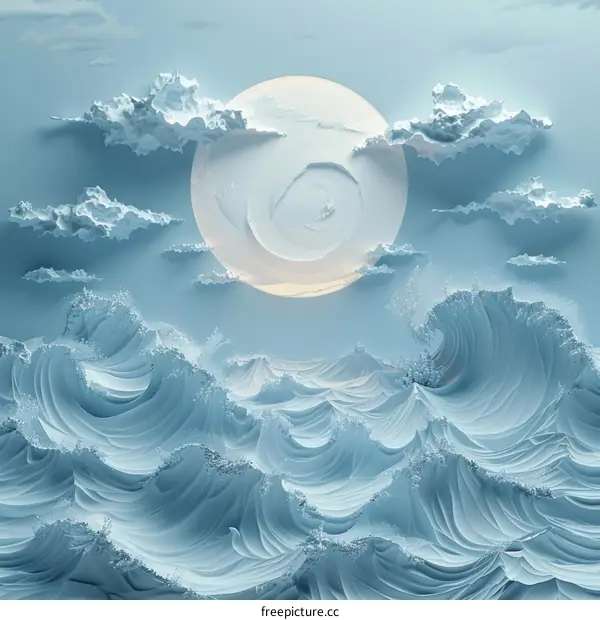 Full Moon Over Ocean Waves