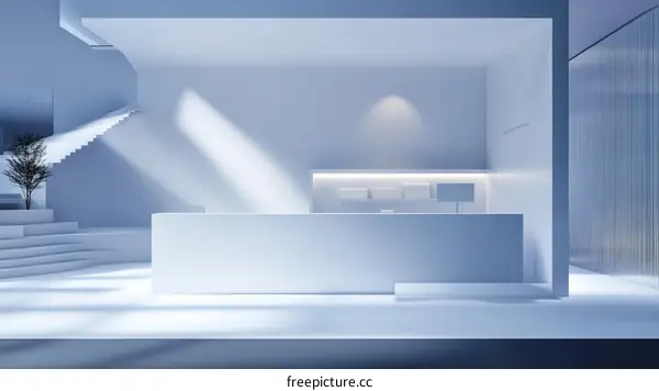 Modern Minimalist Empty Lobby Reception Desk Design