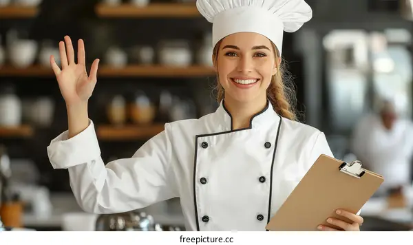 Friendly Chef Welcoming Guests in a Restaurant