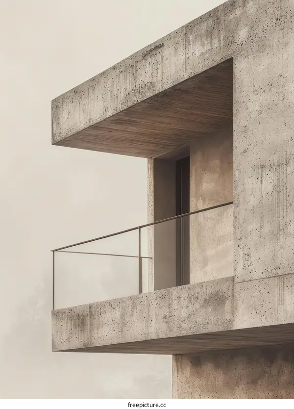 Balcony of a Modern Minimalist Concrete House