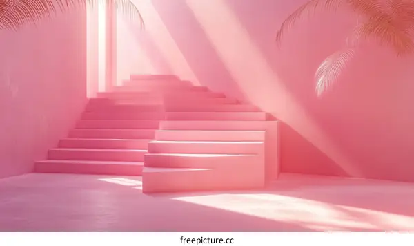 Pink Staircase Studio Interior Design Illustration