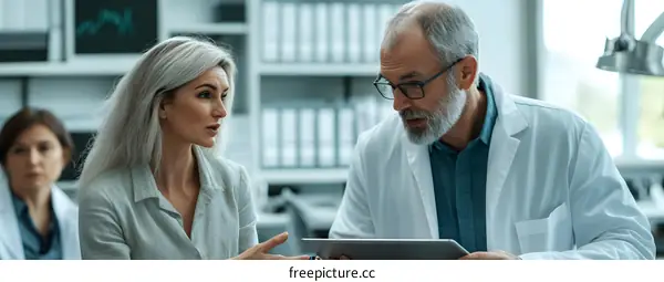 Doctor and Patient Discussion Medical Treatment With Tablet