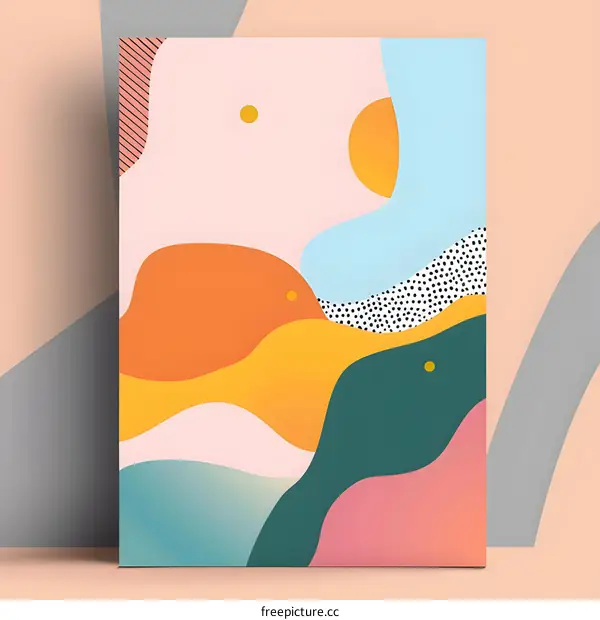 Abstract Art Print with Colorful Shapes and Dots