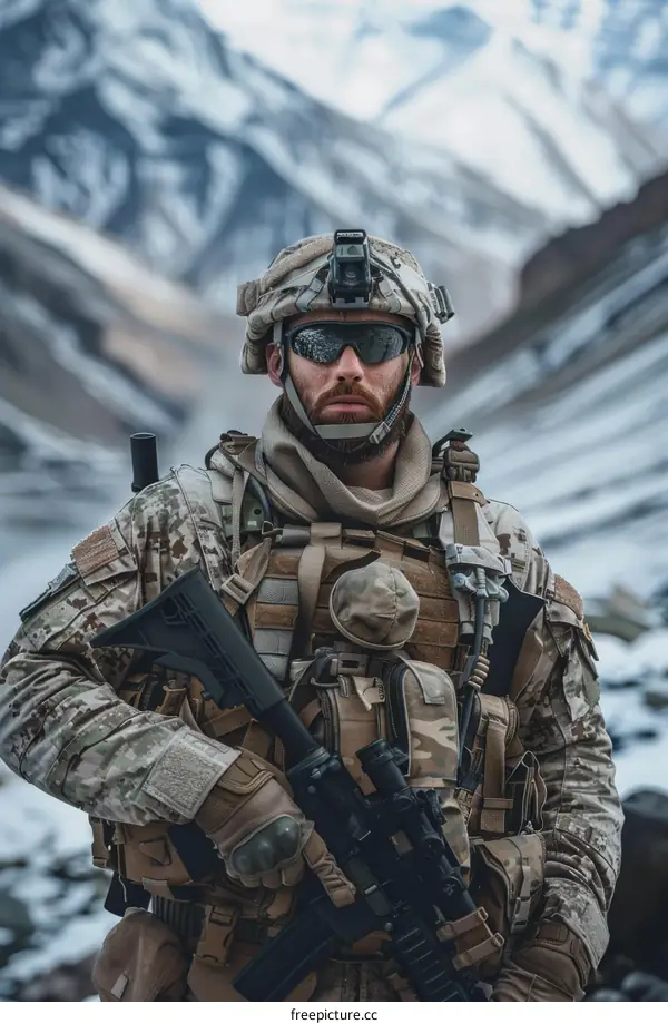 Soldier in the mountains