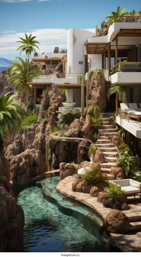 Modern luxury villa with pool and ocean view