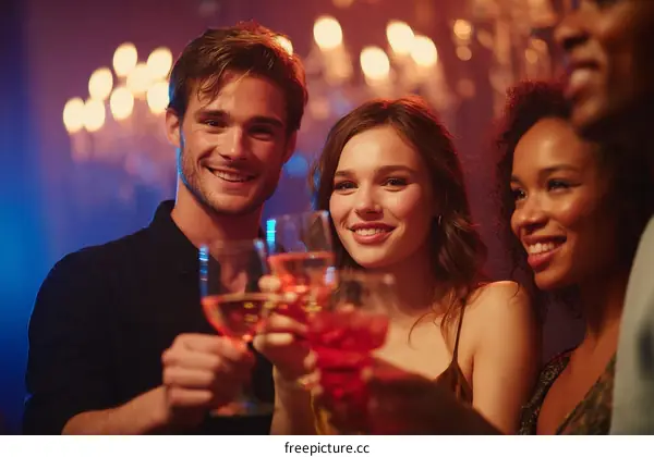 Celebration Time with Friends at a Nightclub