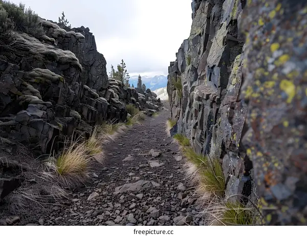 Rock Formation Trail Path Mountain Landscape