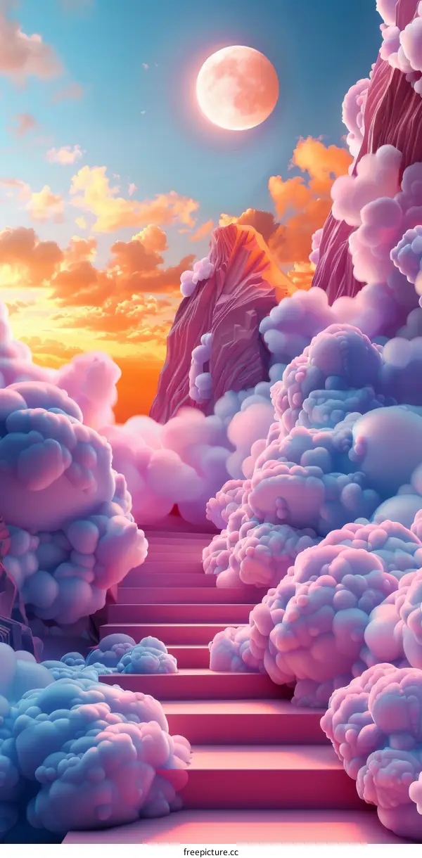 Dreamlike Cloud Stairway to the Moon