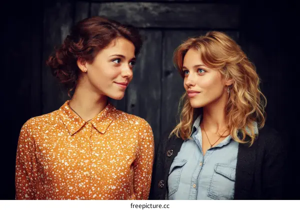 Two Caucasian Women Posing Outdoors